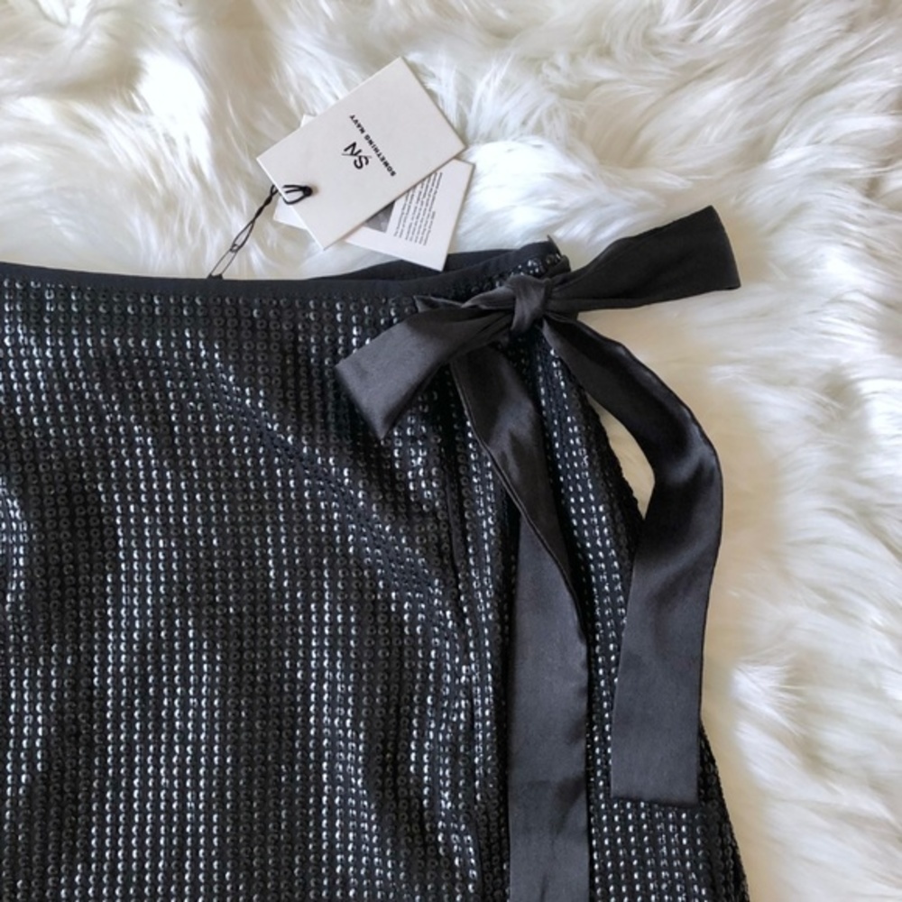 Something Navy Sequin Midi Skirt Tie Waist Skirt - Picture 5 of 6